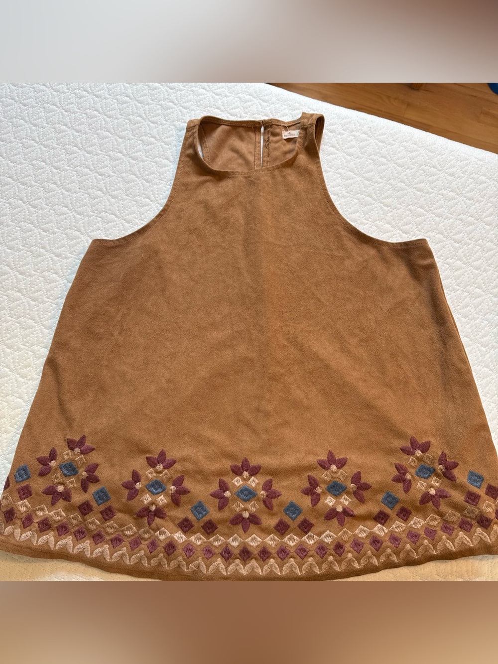 Hollister Brown Embroidered Hem Tank